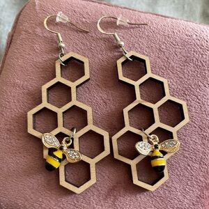 Bee Honeycomb Earrings - Handmade